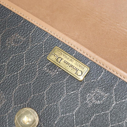 Christian Dior Vintage Honeycomb Flap Crossbody Bag Coated Canvas, BLACK, CANVAS, Crossbody bag