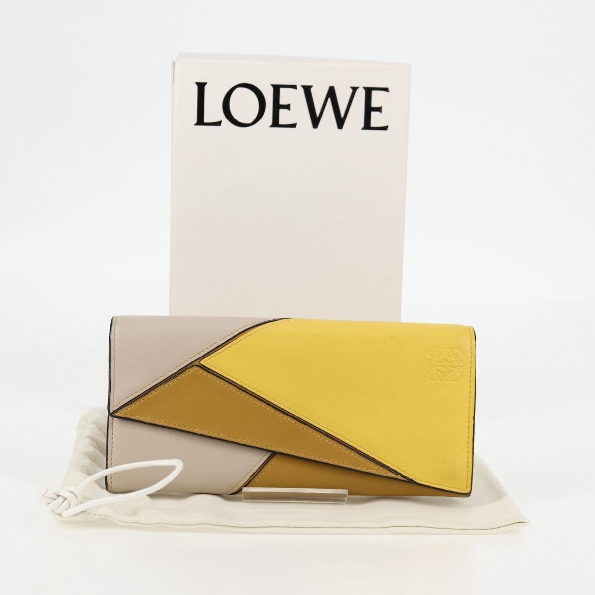 Loewe Puzzle Zip Wallet Leather, YELLOW, LEATHER, Wallets