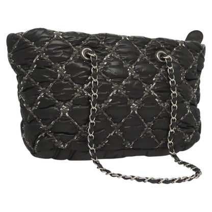 Chanel Tweed on Stitch Zip Tote Quilted Nylon, BLACK, NYLON, Shoulder bag