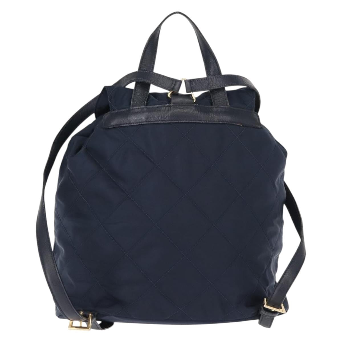 Prada Buckle Backpack Quilted Tessuto, NAVY, NYLON, Backpack