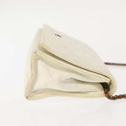 Chanel Full Flap Wallet on Chain Quilted Lambskin, WHITE, LEATHER, Clutche & pouche