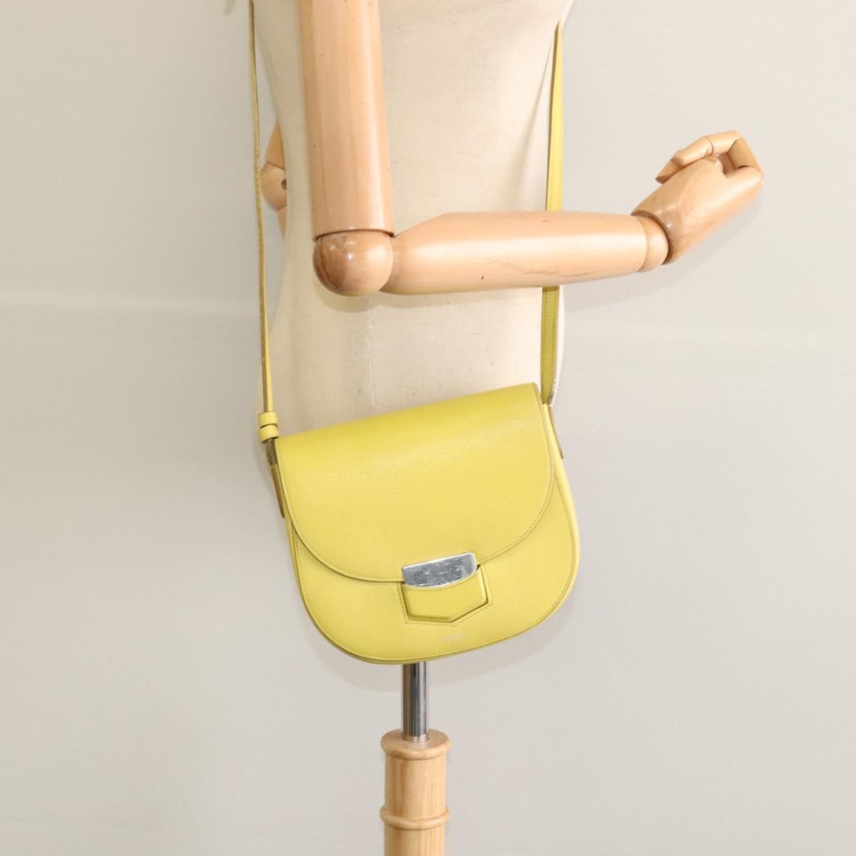 Celine Trotteur Crossbody Bag Grainy Leather, YELLOW, LEATHER, Crossbody bag