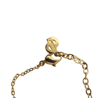 Christian Dior Logo Heart Pendant Necklace Metal with Crystal, GOLD, METAL, Necklace