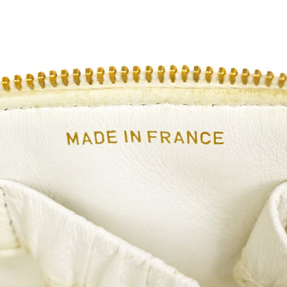 Chanel Classic Vanity Case Quilted Caviar, WHITE, LEATHER, Toiletry Case