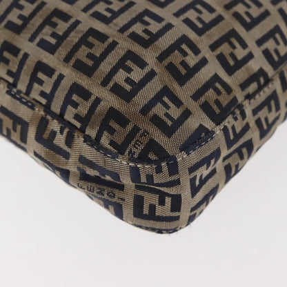 Fendi Belted Flap Shoulder Bag Zucchino Coated Canvas, NAVY, CANVAS, Shoulder bag