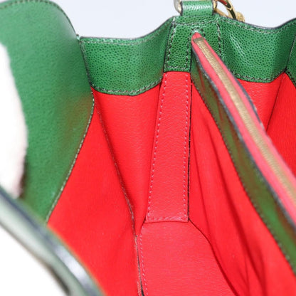 Celine Vintage Shoulder Bag Leather, GREEN, LEATHER, Shoulder bag