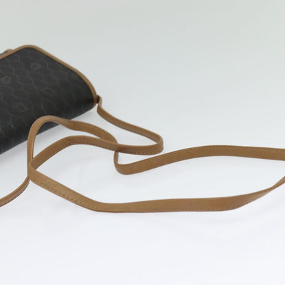 Christian Dior Vintage Honeycomb Flap Crossbody Bag Coated Canvas, BLACK, CANVAS, Crossbody bag