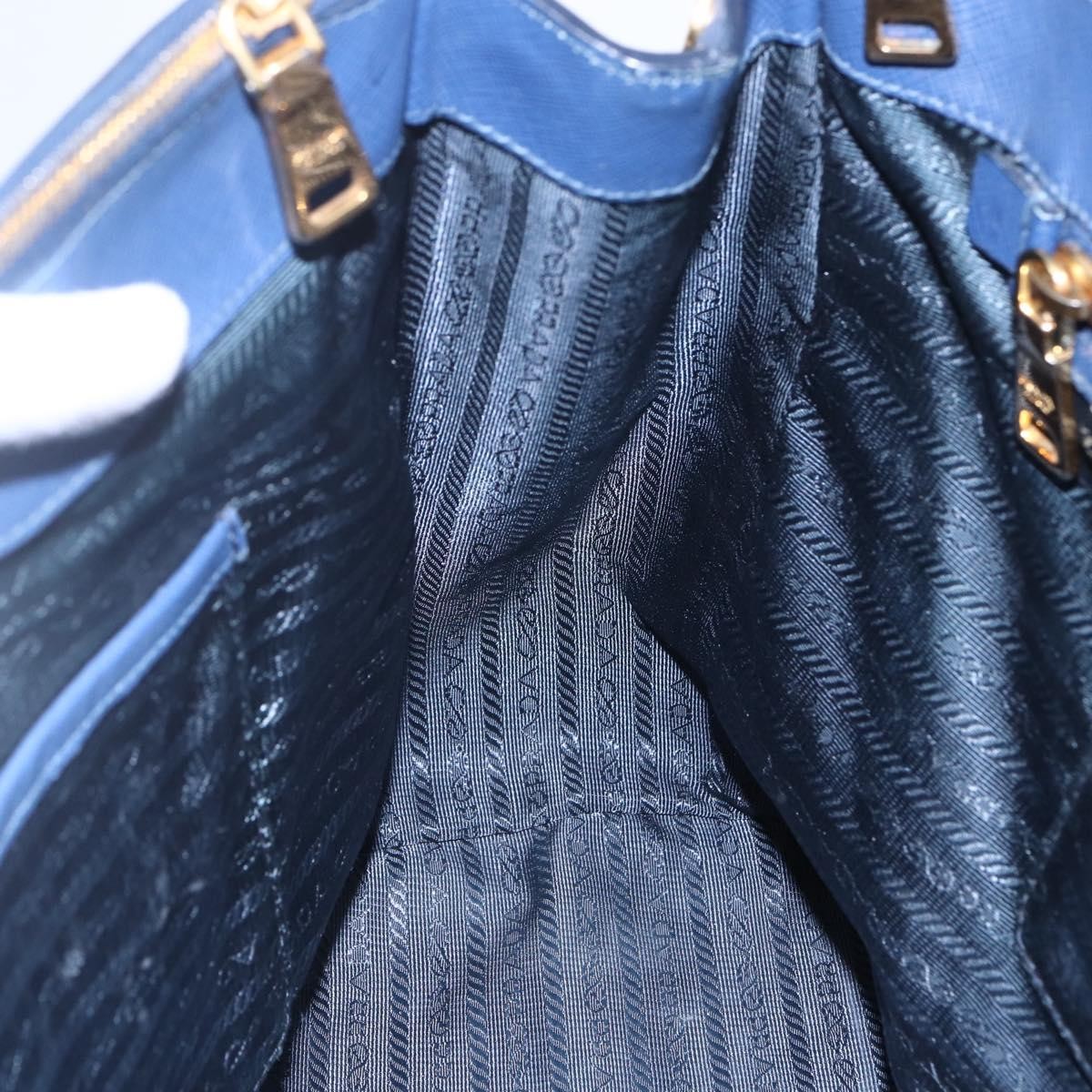 Prada Galleria Double Zip Tote Saffiano Leather, BLUE, LEATHER, Tote bag
