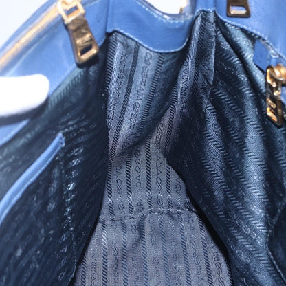 Prada Galleria Double Zip Tote Saffiano Leather, BLUE, LEATHER, Tote bag