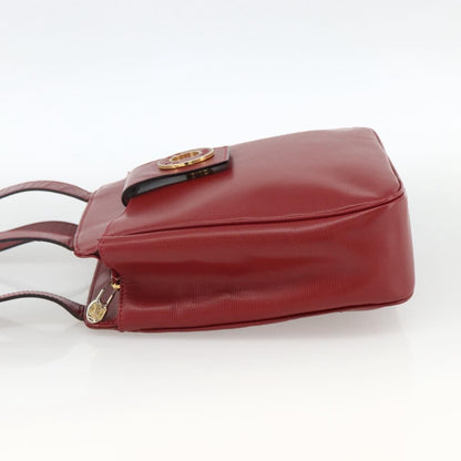 Celine Circle logo Leather, Burgundy, Leather, Tote Bag