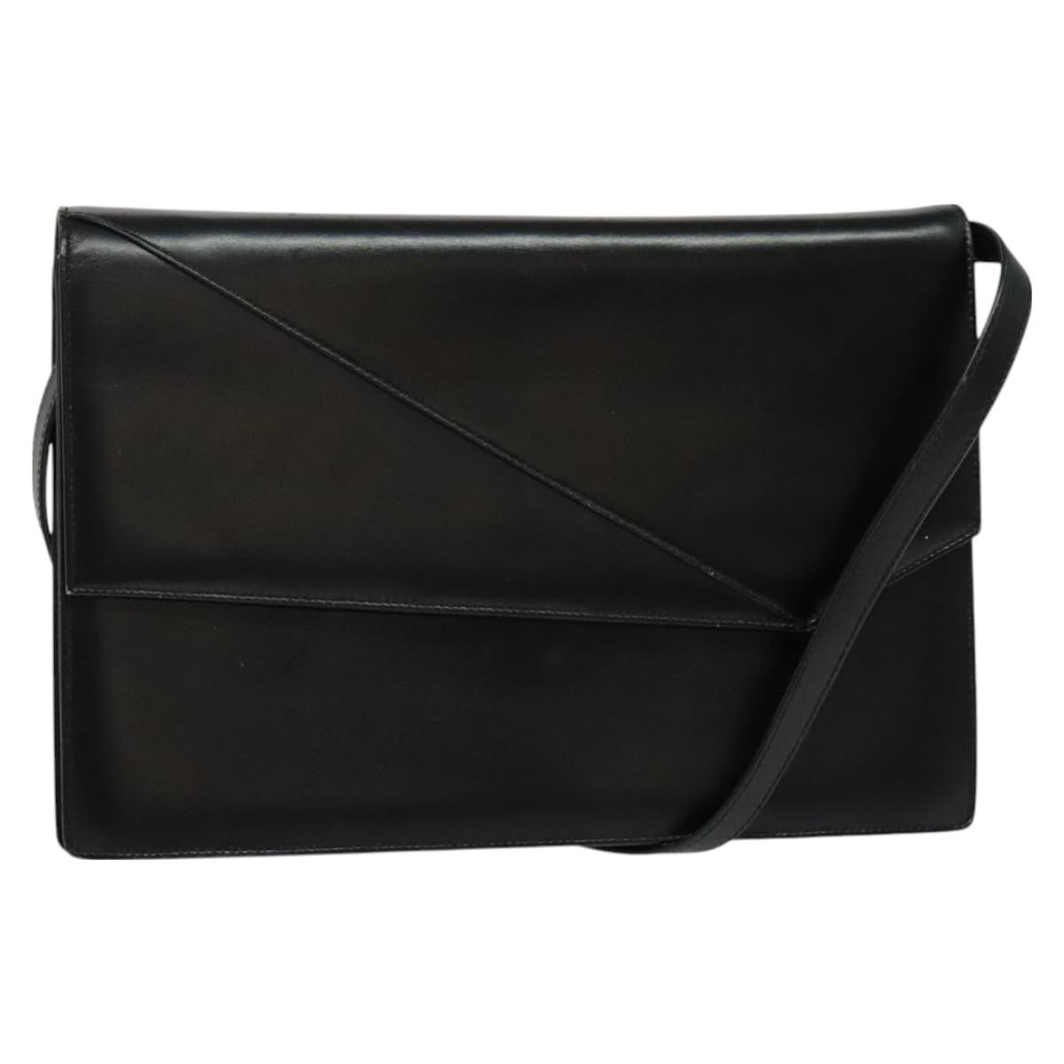 Gucci Vintage Flap Shoulder Bag Leather, BLACK, LEATHER, Shoulder bag