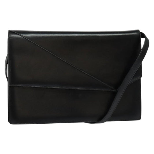 Gucci Vintage Flap Shoulder Bag Leather, BLACK, LEATHER, Shoulder bag