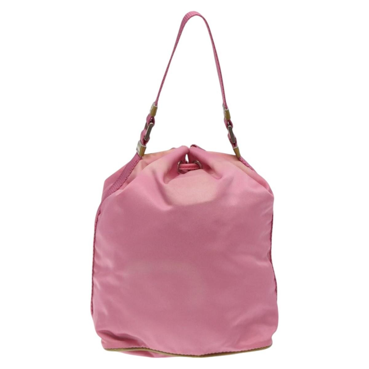 Prada Drawstring Bucket Bag Tessuto, PINK, NYLON, Handbag