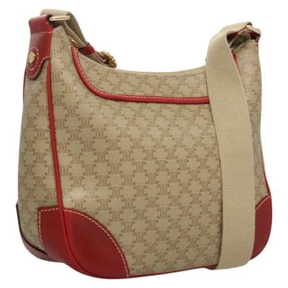 Celine Macadam Shoulder Bag Canvas, BEIGE, CANVAS, Shoulder bag