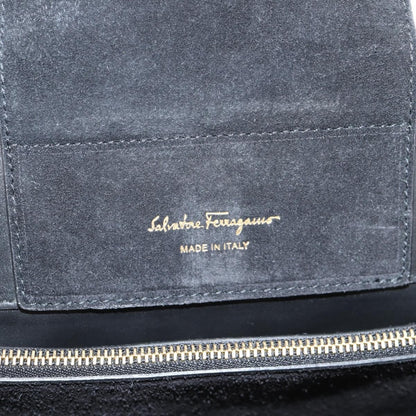 Salvatore Ferragamo Gancini Convertible Tote Quilted Leather, BLACK, LEATHER, Tote bag