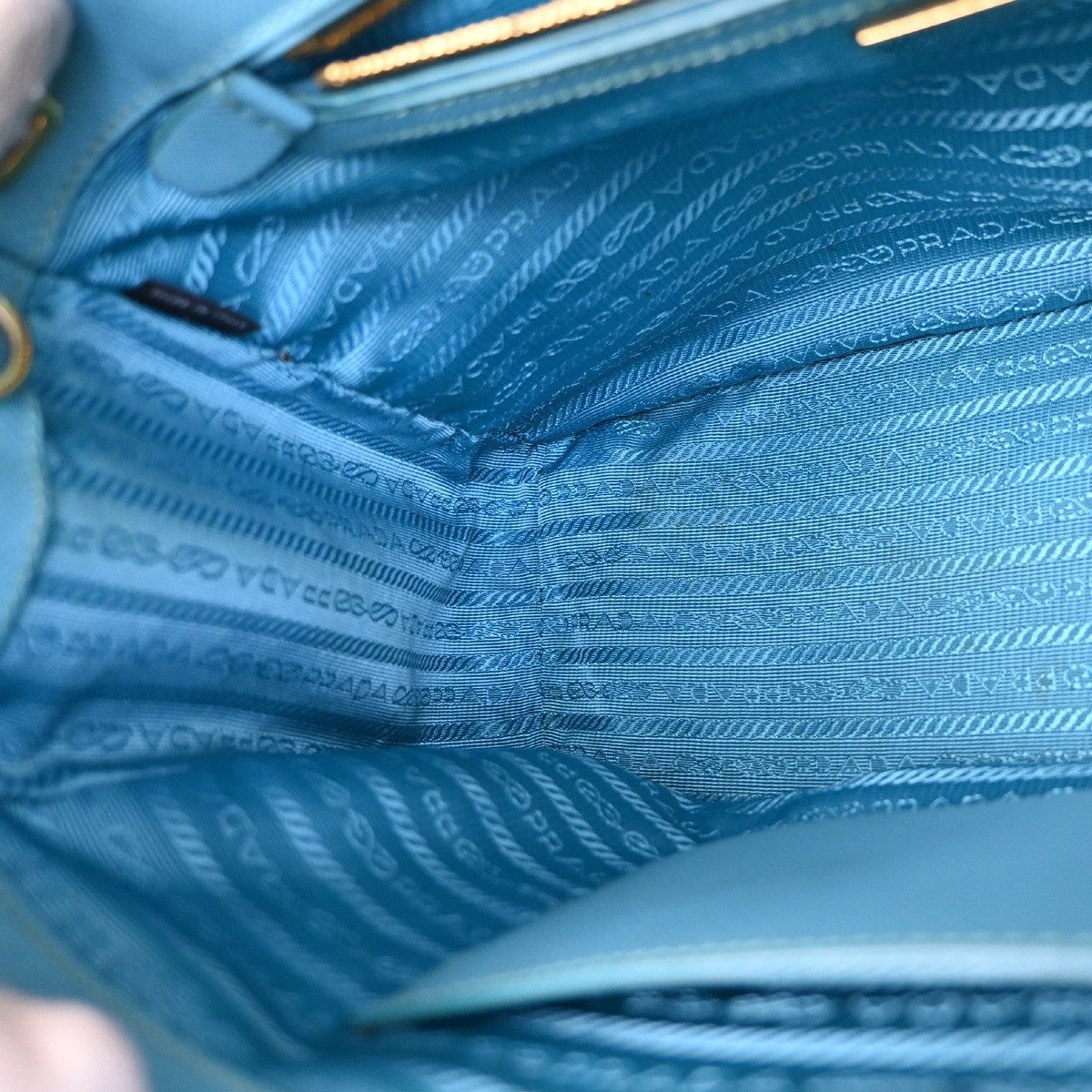 Prada Double Zip Lux Tote Saffiano Leather, BLUE, LEATHER, Tote bag