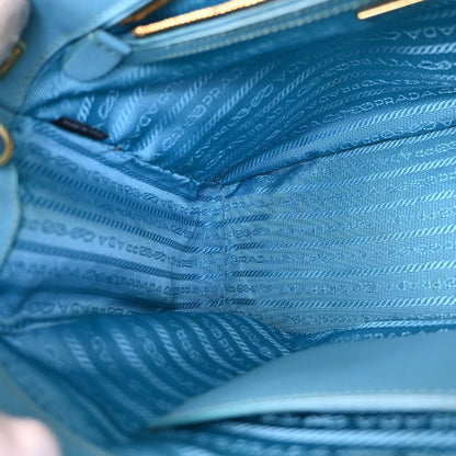 Prada Double Zip Lux Tote Saffiano Leather, BLUE, LEATHER, Tote bag