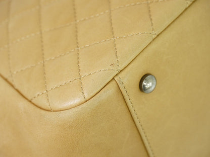 Chanel Boy Accordion Flap Bag Quilted Lambskin, BEIGE, LEATHER, Shoulder bag