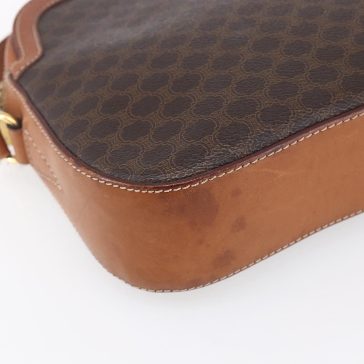 Celine Vintage Macadam Shoulder Bag Canvas and Leather, BROWN, CANVAS, Shoulder bag