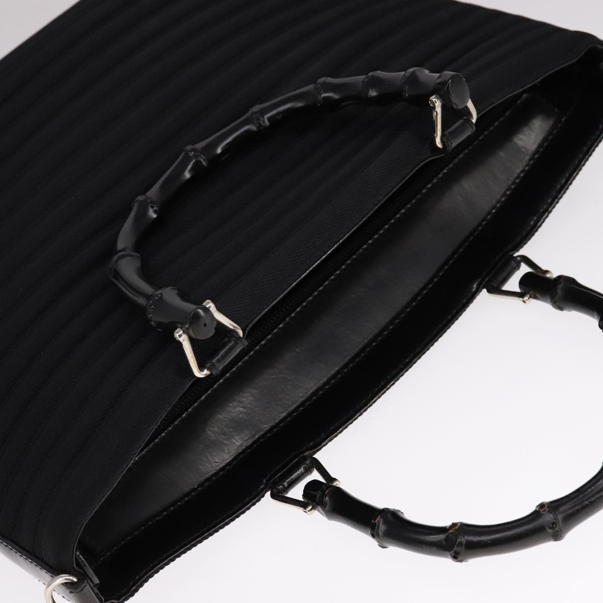 Gucci Convertible Bamboo Zip Tote Nylon, Black, Nylon, Tote Bag