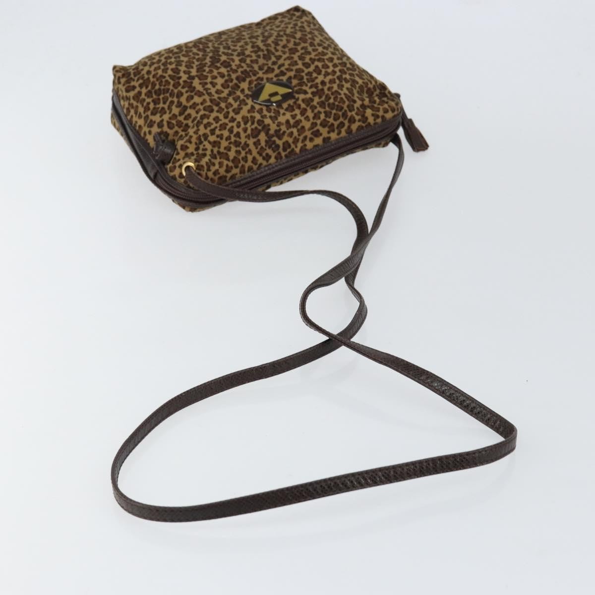 Bottega Veneta Vintage Shoulder Bag Leopard Print, BROWN, NYLON, Shoulder bag