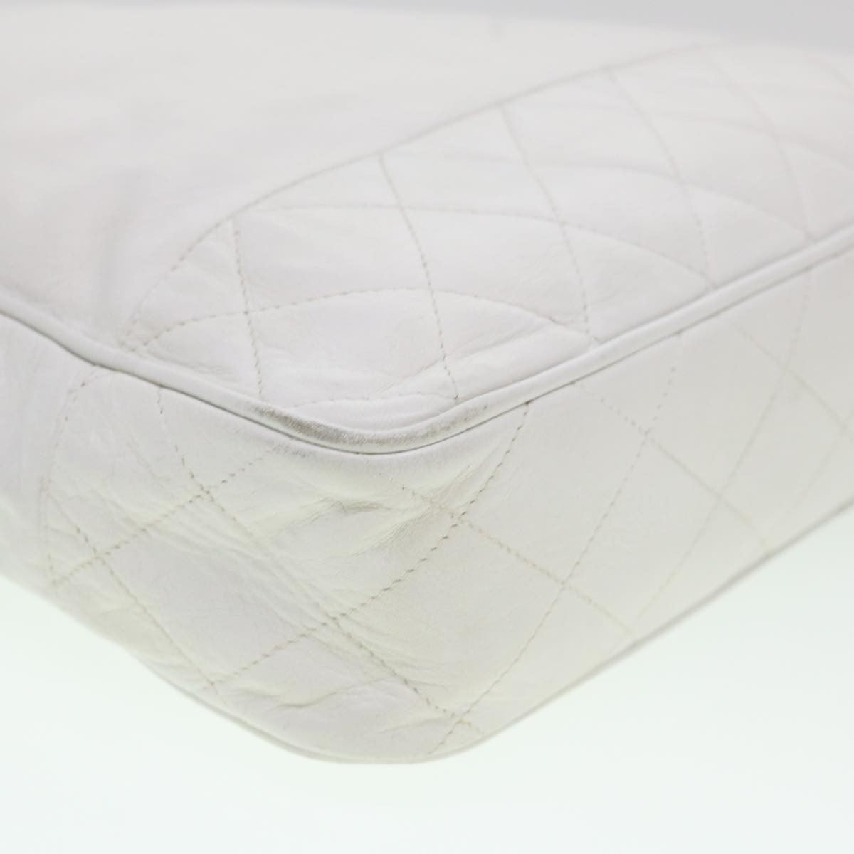 Chanel Vintage Shopping Tote Lambskin, WHITE, LEATHER, Shoulder bag