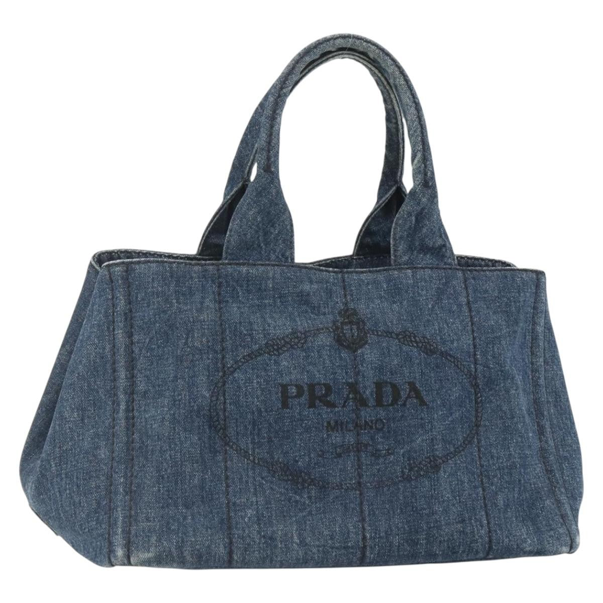 Prada Canapa Tote Denim, BLUE, CANVAS, Tote bag