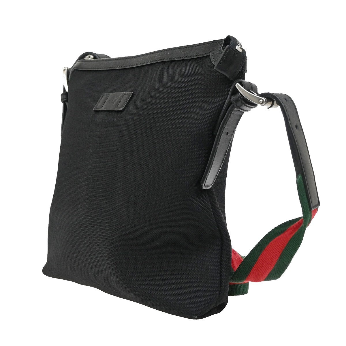 Gucci Web Strap Flat Messenger Bag Techno Canvas, BLACK, CANVAS, Shoulder bag