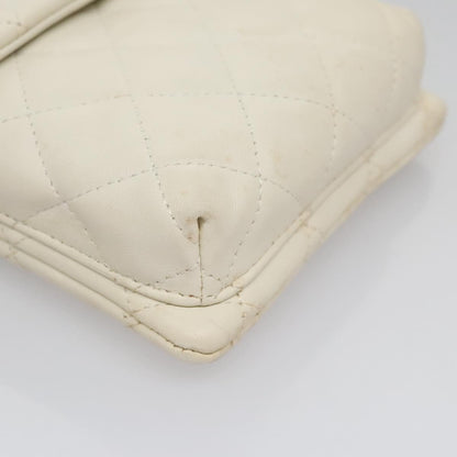 Chanel Cambon Crossbody Bag Quilted Leather, WHITE, LEATHER, Shoulder bag
