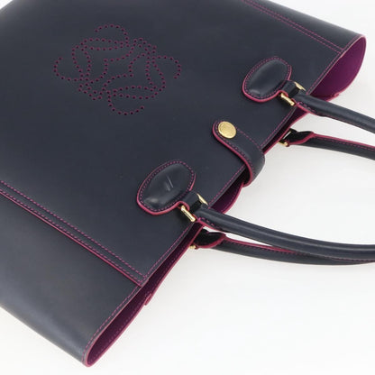 Loewe Leo Shopper Tote Perforated Leather, NAVY, LEATHER, Tote bag