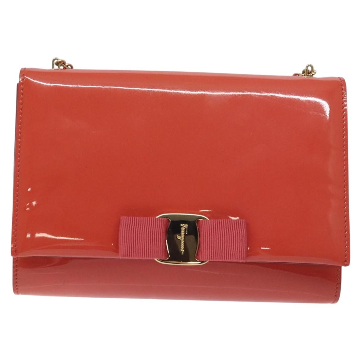 Salvatore Ferragamo Ginny Crossbody Bag Patent, ORANGE, PATENT_LEATHER, Shoulder bag