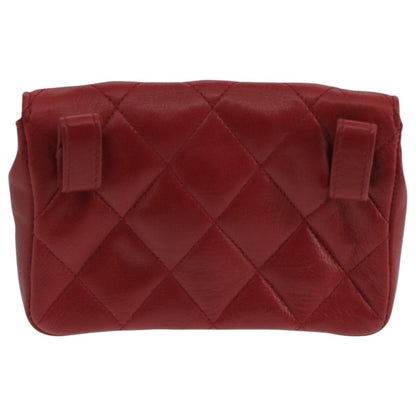 Chanel Chain Envelope Belt Bag Quilted Calfskin, RED, LEATHER, Clutche & pouche