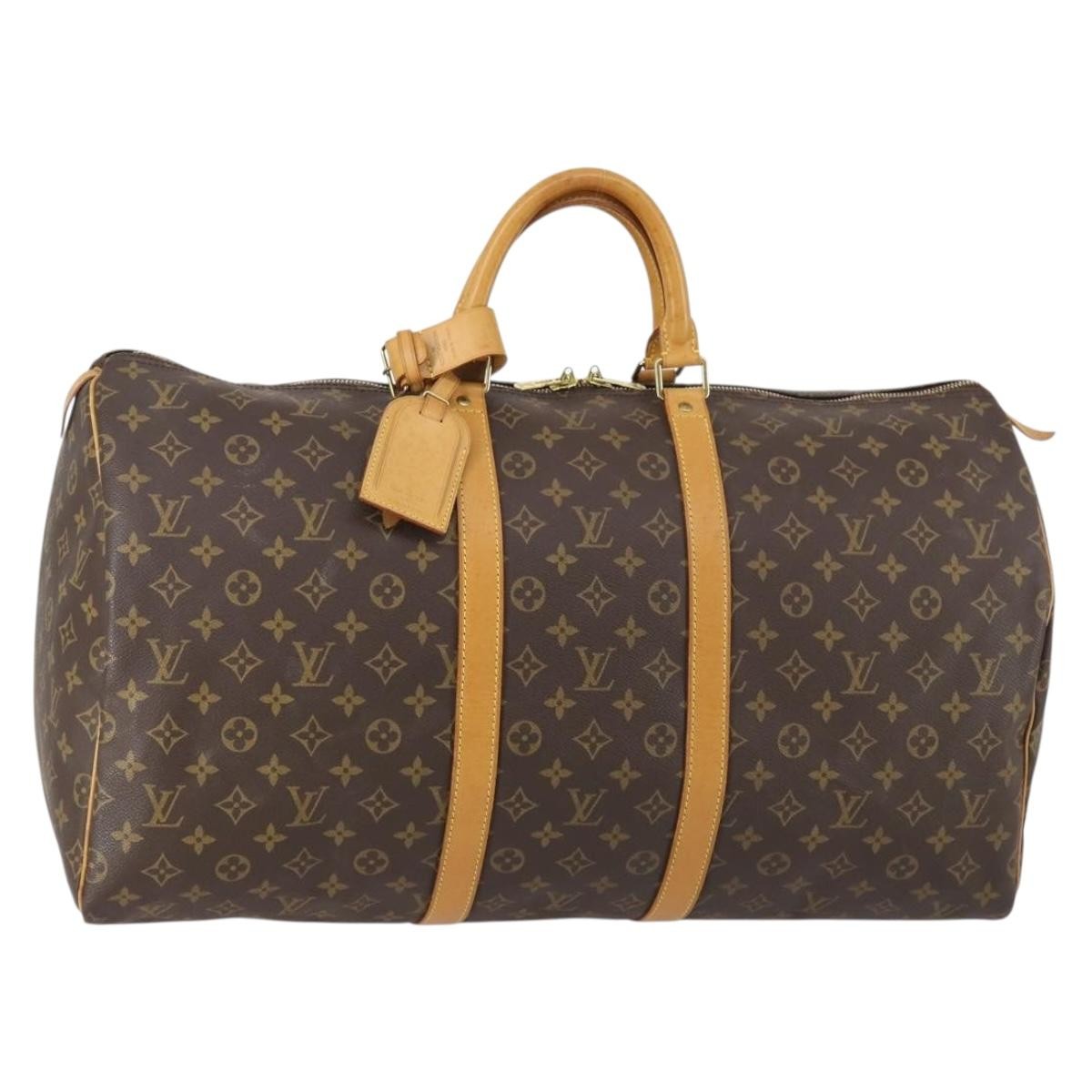 Louis Vuitton Keepall Bag Monogram Canvas, BROWN, CANVAS, Travel bag