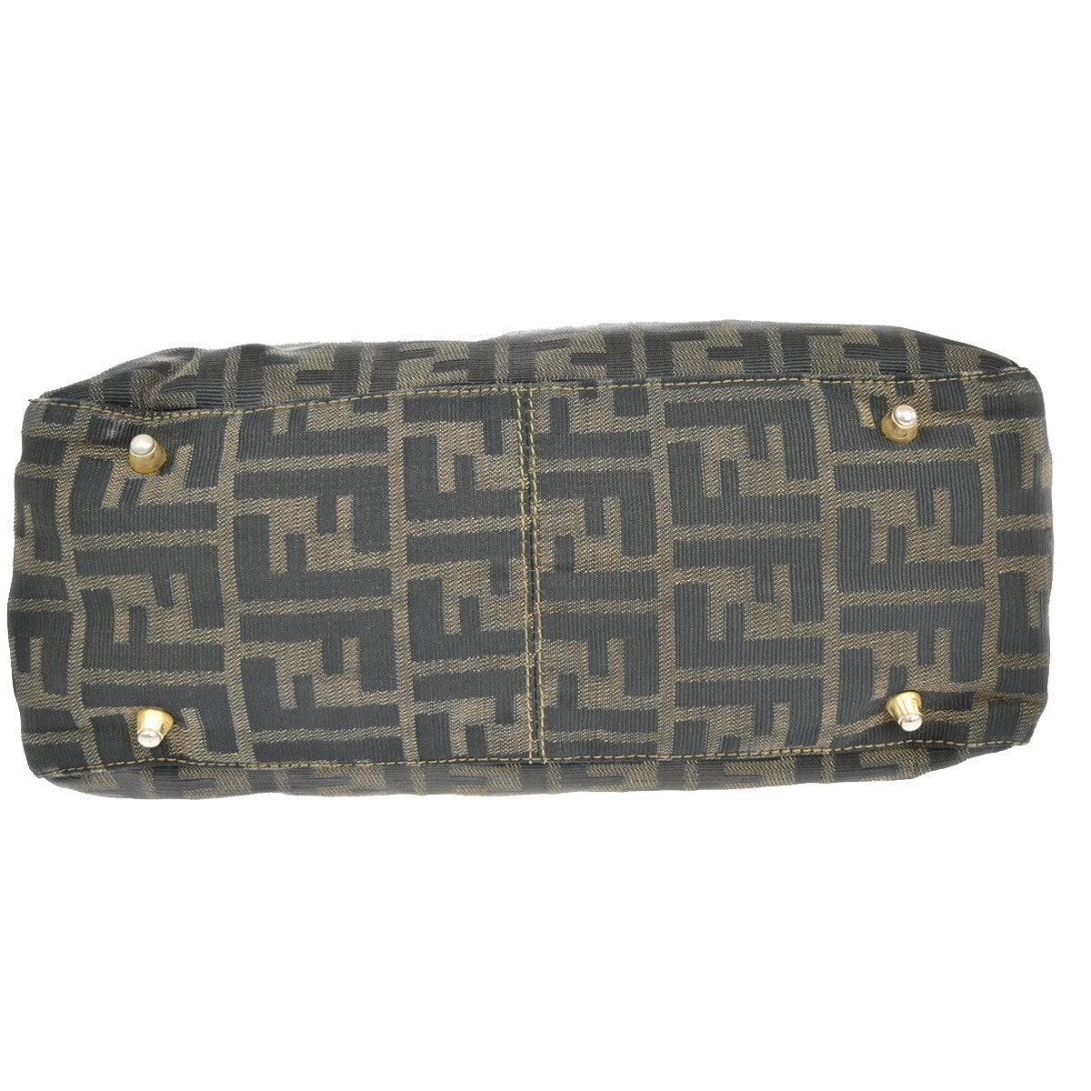 Fendi Vintage FF Handle Tote Zucca Canvas, BROWN, CANVAS, Tote bag