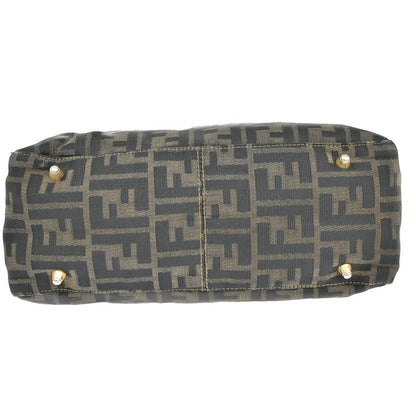 Fendi Vintage FF Handle Tote Zucca Canvas, BROWN, CANVAS, Tote bag