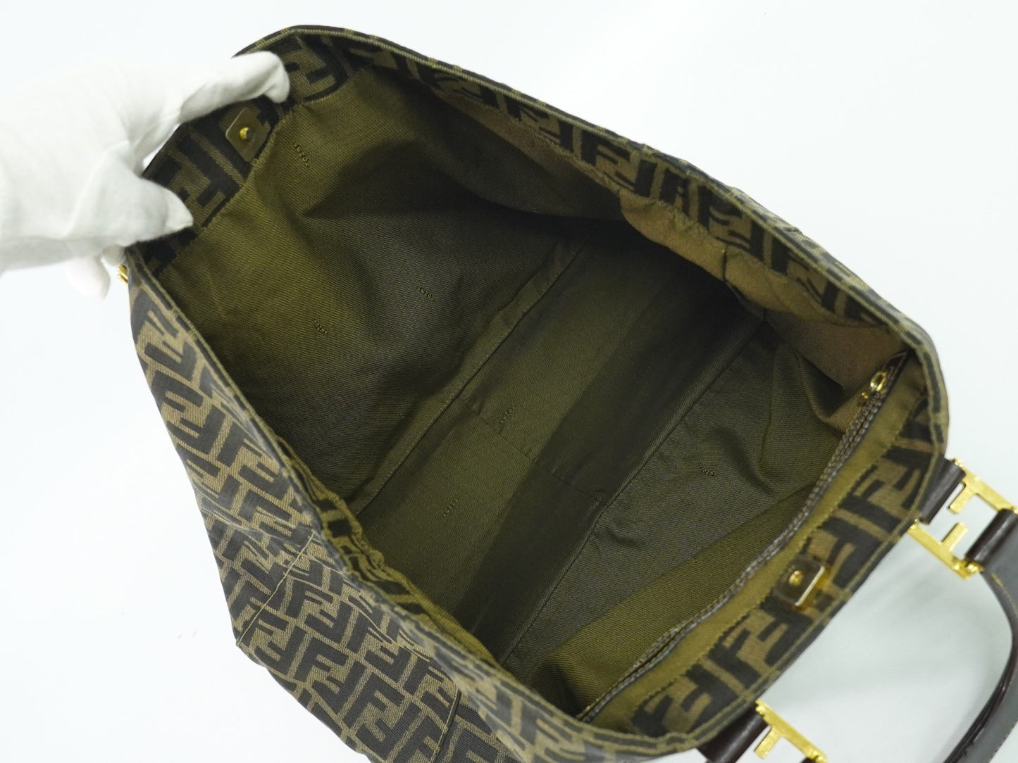 Fendi Vintage Zucca Handbag Zucca, BROWN, CANVAS, Handbag