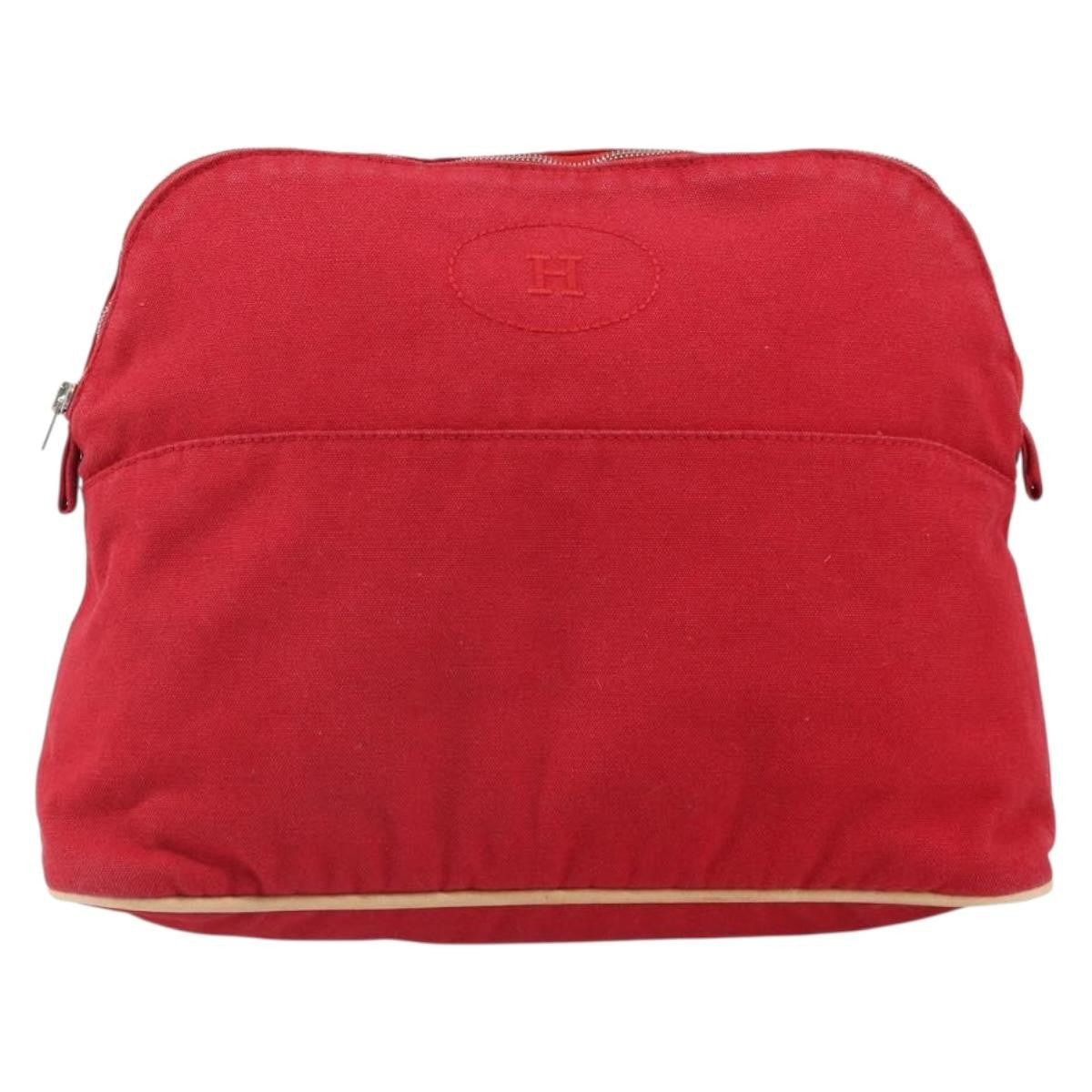 Hermes Bolide Travel Pouch Canvas, RED, CANVAS, Clutche & pouche