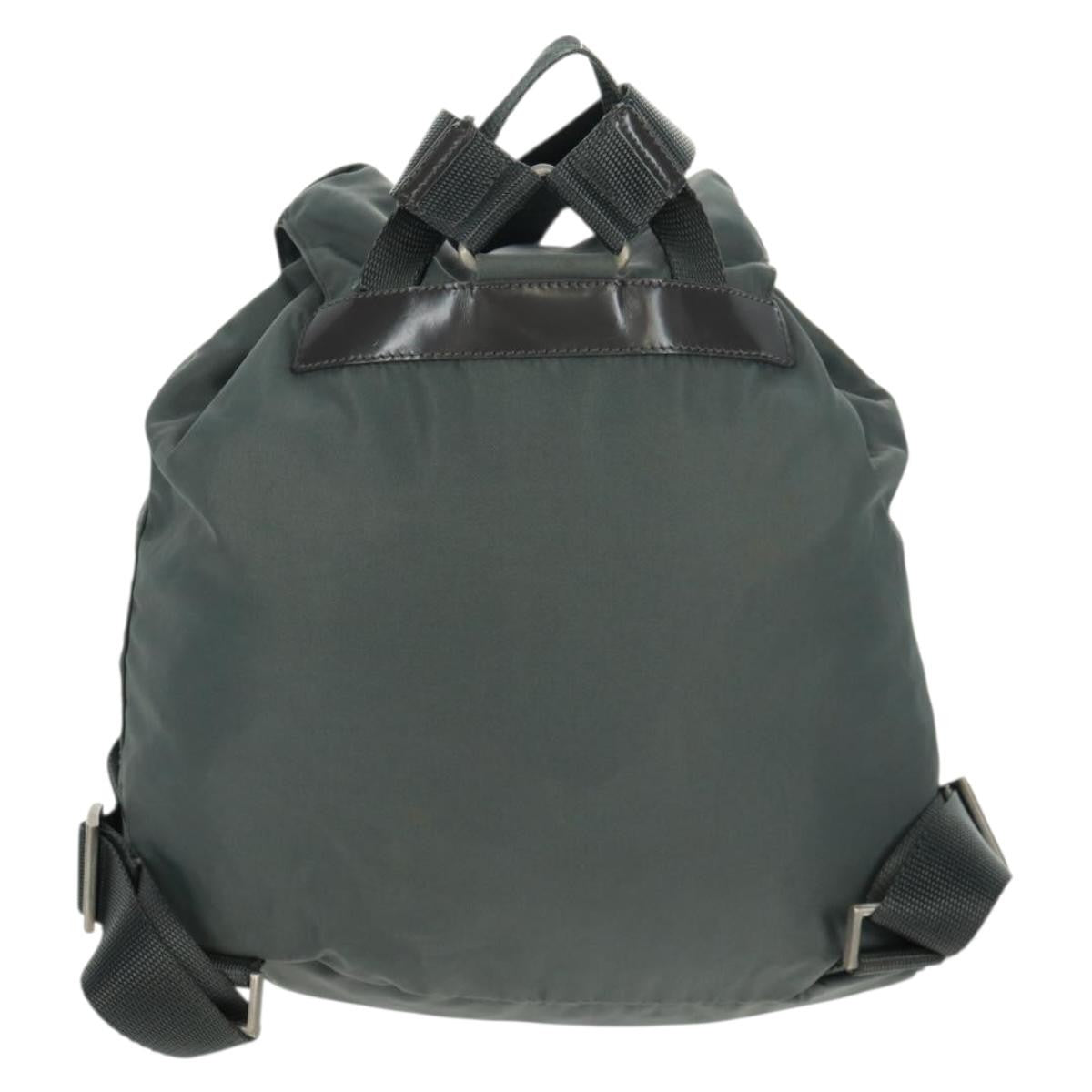 Prada Vela Double Front Pocket Backpack Tessuto with Saffiano Leather, GRAY, NYLON, Backpack