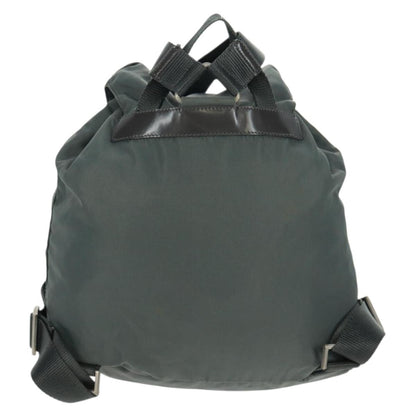 Prada Vela Double Front Pocket Backpack Tessuto with Saffiano Leather, GRAY, NYLON, Backpack