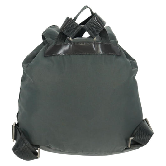 Prada Vela Double Front Pocket Backpack Tessuto with Saffiano Leather, GRAY, NYLON, Backpack
