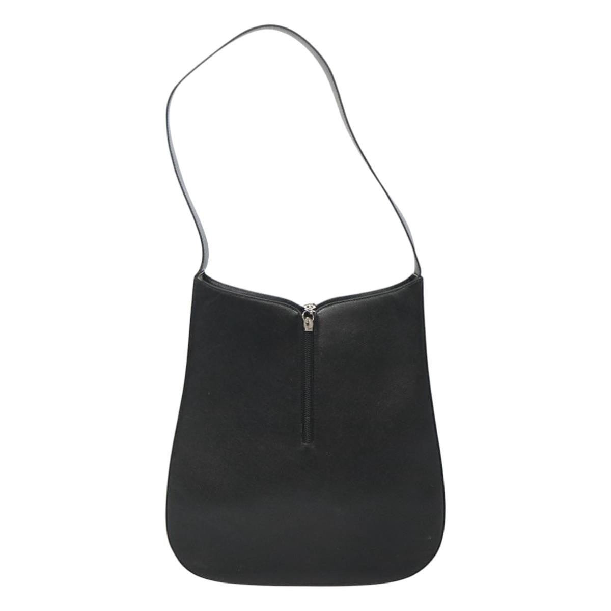 Salvatore Ferragamo Gancini Shoulder Bag Leather, BLACK, LEATHER, Shoulder bag