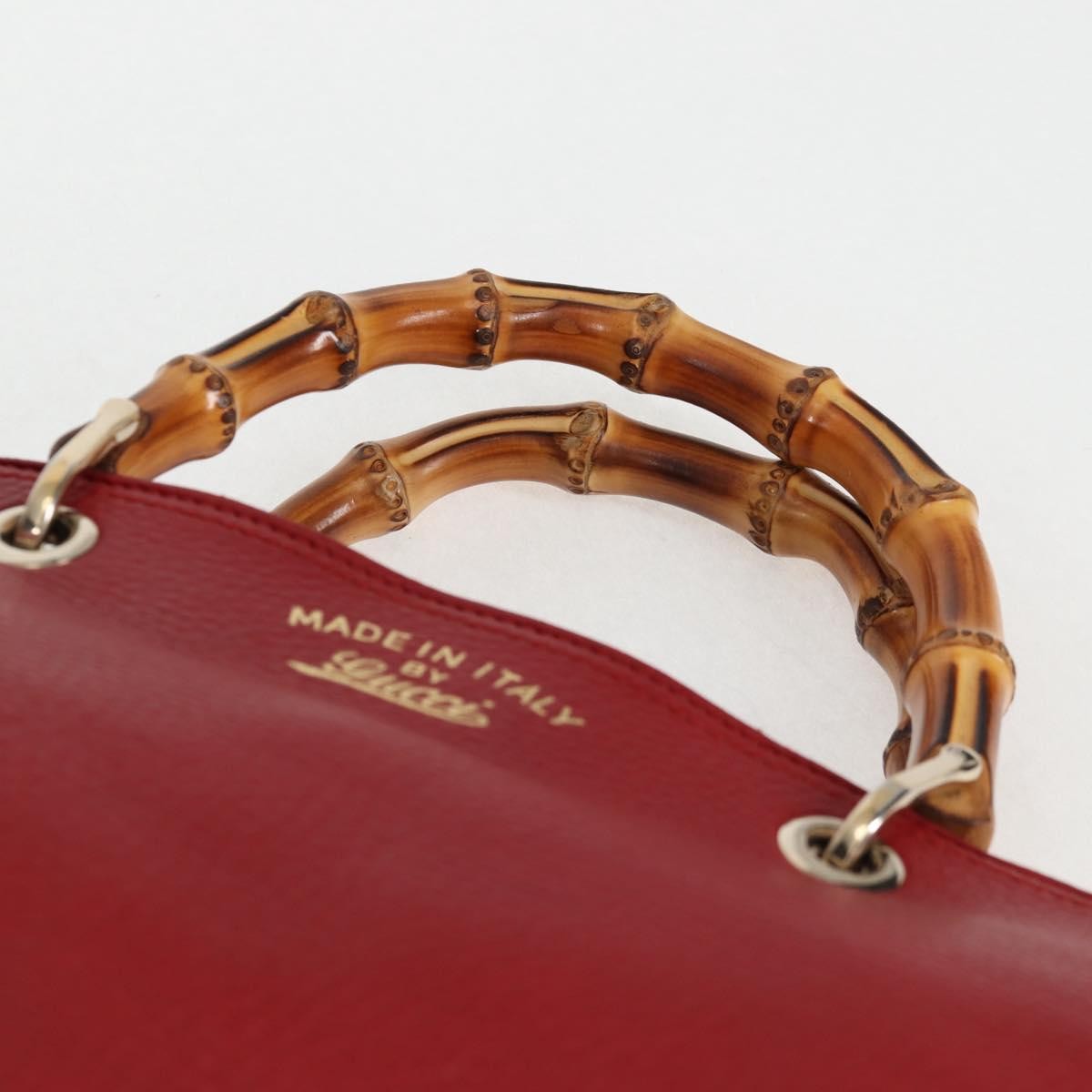 Gucci Bamboo Shopper Tote Leather, RED, LEATHER, Tote bag