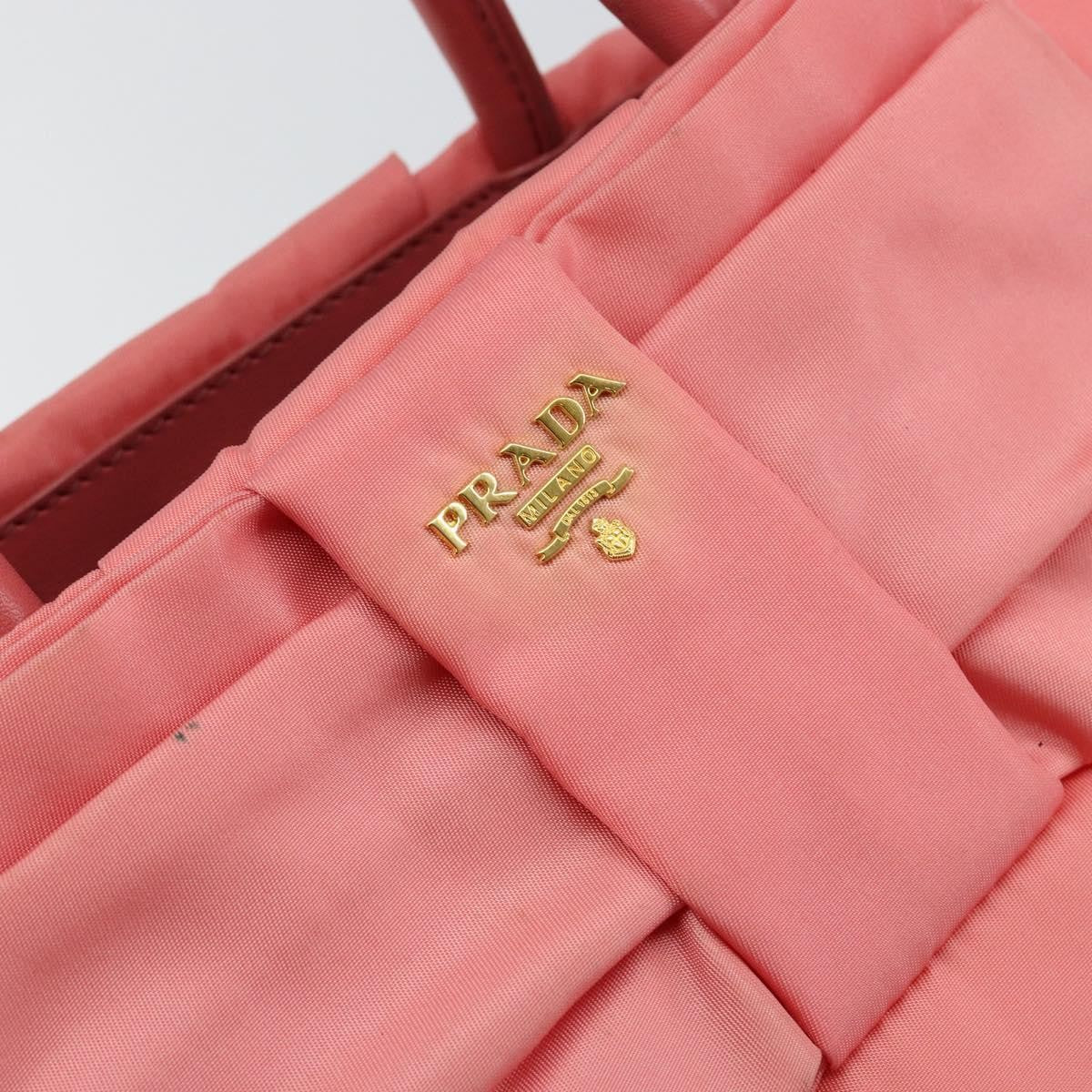 Prada Logo Bow Tote Tessuto with Leather, PINK, NYLON, Tote bag
