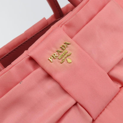 Prada Logo Bow Tote Tessuto with Leather, PINK, NYLON, Tote bag