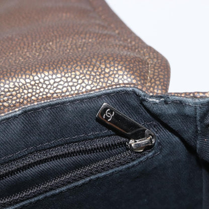 Chanel Timeless Half Moon Flap Bag Caviar, BROWN, LEATHER, Shoulder bag