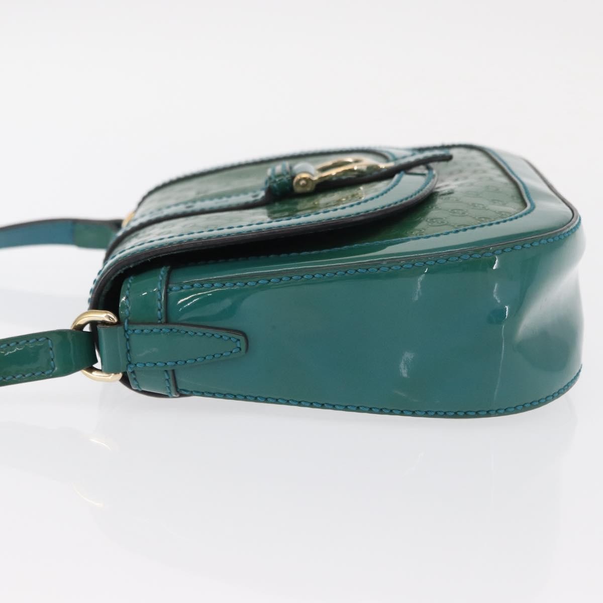 Gucci Vintage Flap Shoulder Bag Patent Leather, TURQUOISE, PATENT_LEATHER, Shoulder bag