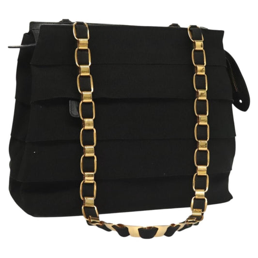 Salvatore Ferragamo Vala Shoulder Bag Canvas, BLACK, CANVAS, Shoulder bag