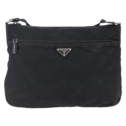 Prada Front Pocket Messenger Bag Tessuto, BLACK, NYLON, Shoulder bag