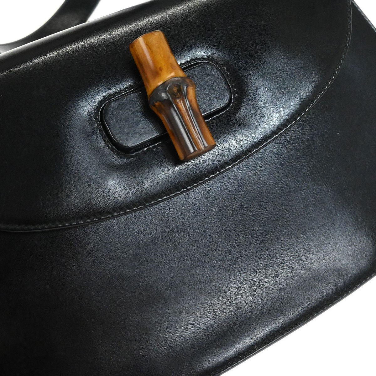 Gucci Vintage Bamboo Top Handle Bag Leather, BLACK, LEATHER, Handbag