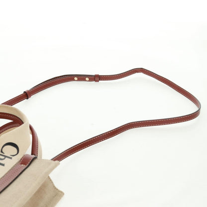 Chloe Woody Convertible Tote Canvas with Leather, BEIGE, CANVAS, Tote bag